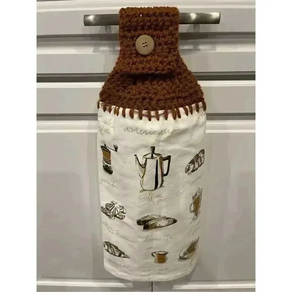 Crochet Top Kitchen Towel- Coffee Themed